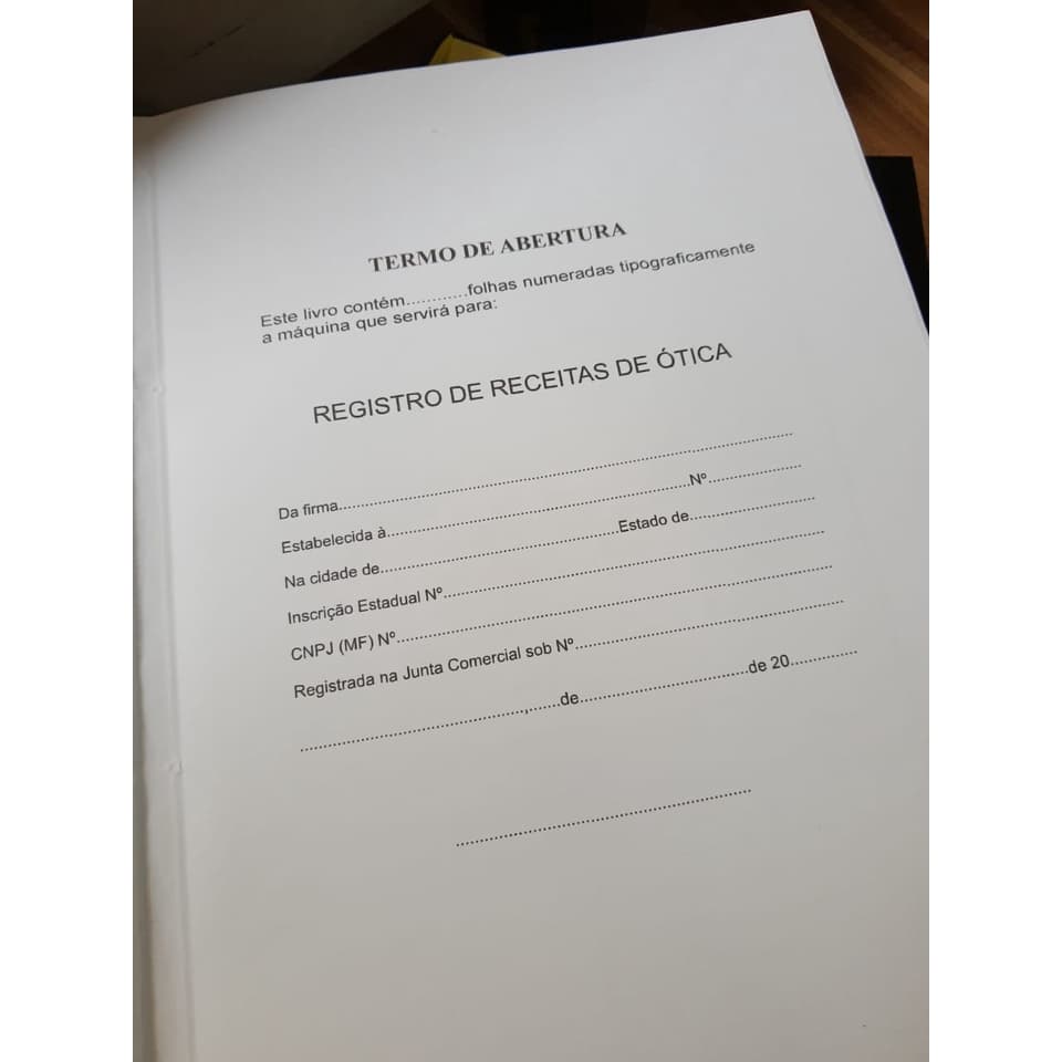 Livro Registro de Receitas de Ótica c/ 100 folhas