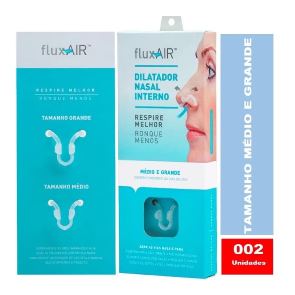 Flux Air Clip Dilatador Nasal Respire Melhor 2 Unidades sendo um dispositivo Médio e outro Grande