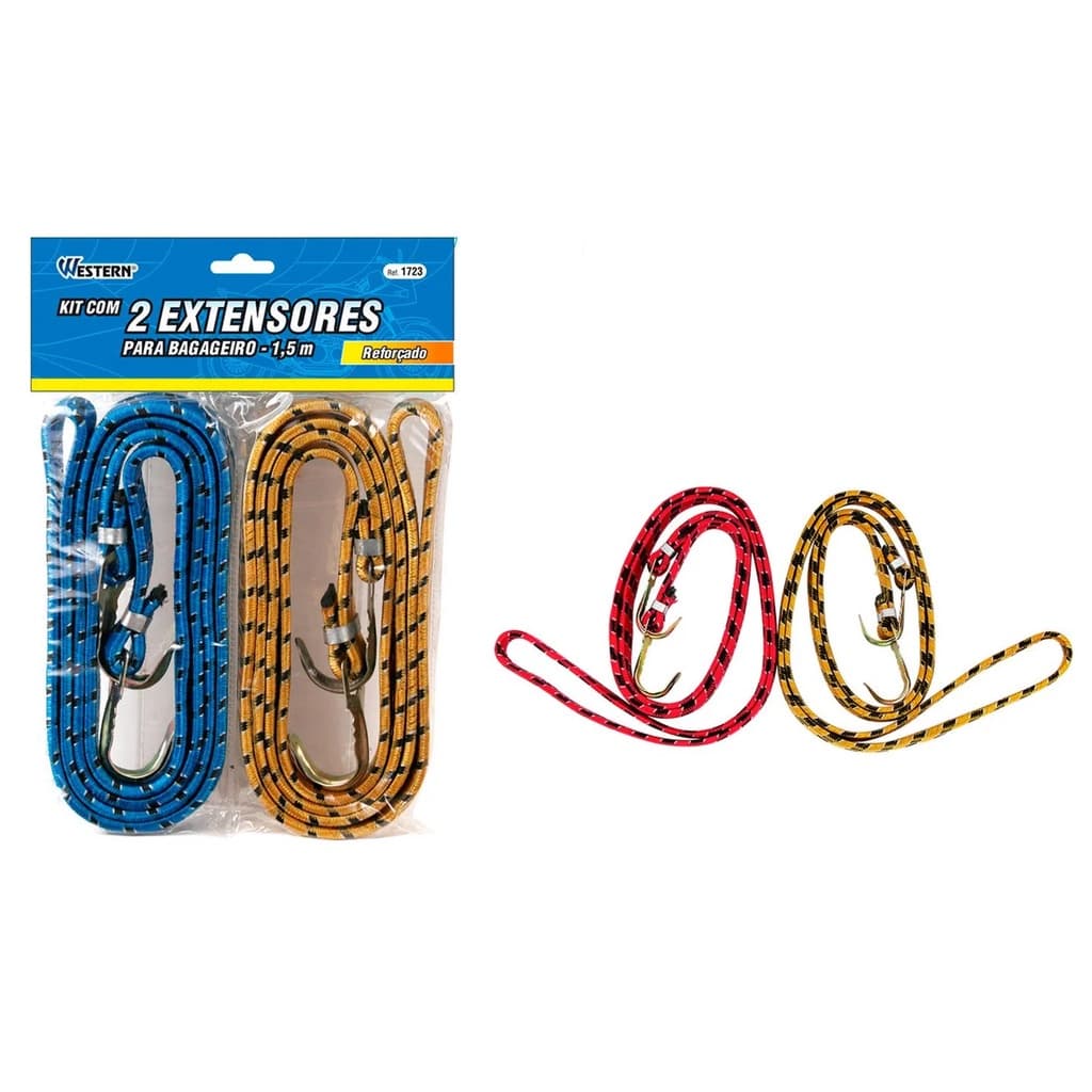 Kit Com 4 Corda Elástica Extensor Bagageiro Reforçado 12mm