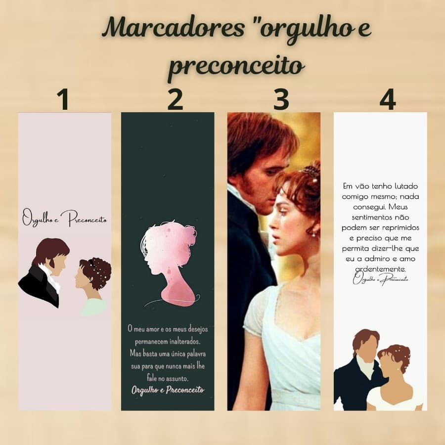 Marcador de página Orgulho e preconceito plastificado (com ou sem tassel)