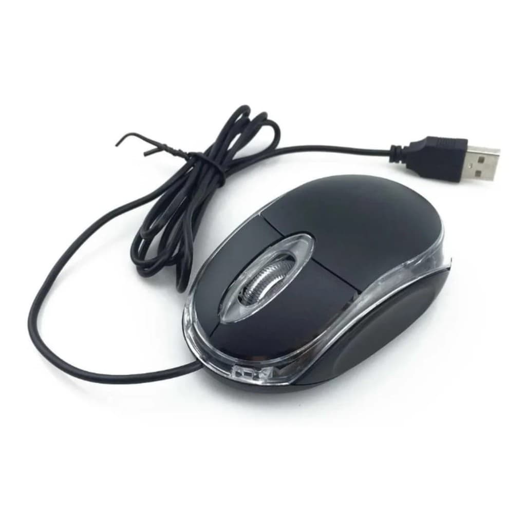 Mouse Usb simples Com Fio Óptico Black Led vermelho Pc Notebook