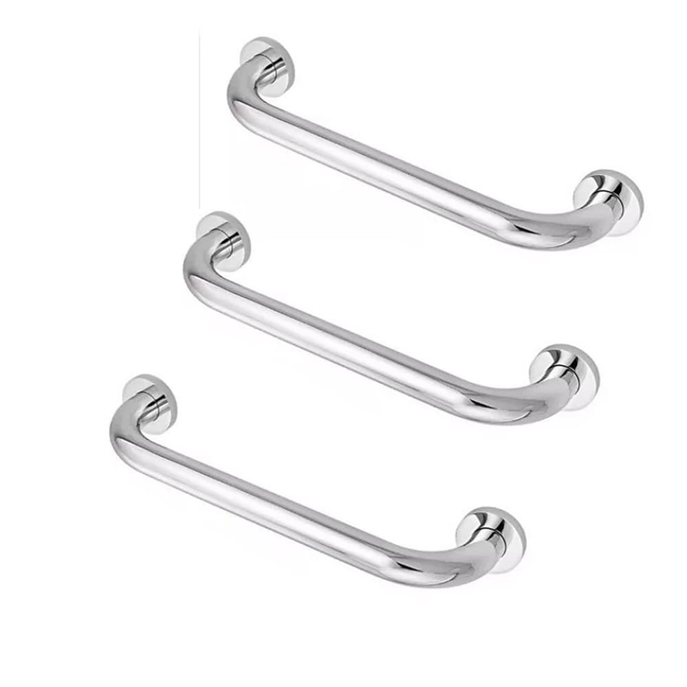 Alça de Apoio Barra 30 cm Inox Kit 3 unidades Cadeirante Acessibilidade Banheiro Deficiente Idoso