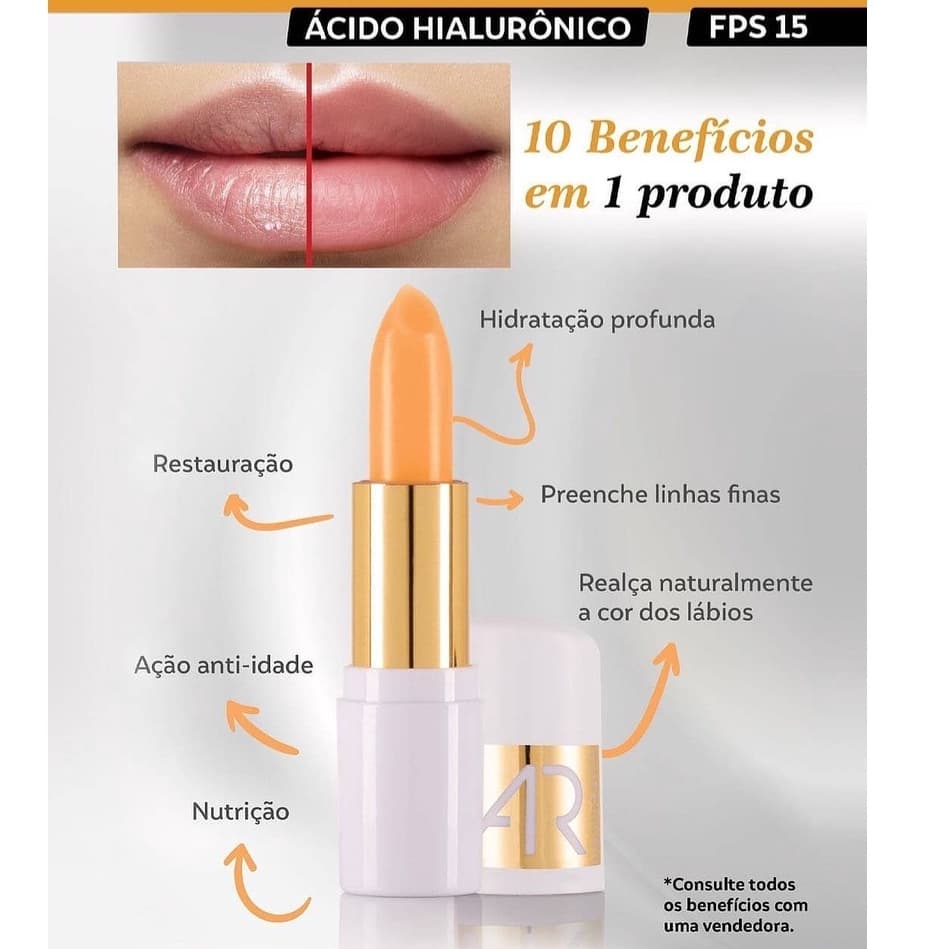Balm Labial Ultra Regenerador Ácido Hialurônico FPS 15 AR Maquiagem Abelha Rainha 3,5g