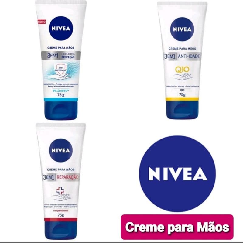 CREME PARA MAOS NIVEA 75G Q10 antiidade Reparacao antibacteriano