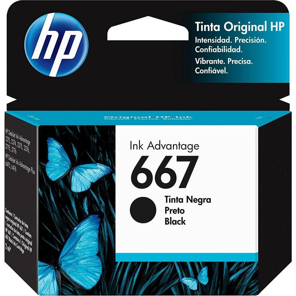 Cartucho de Tinta HP 667 Preto Original / HP Deskejet Ink Advantage: 1275 / 2374 / 2375 / 2376 / 2775 e 2776 / 6475 e 6476