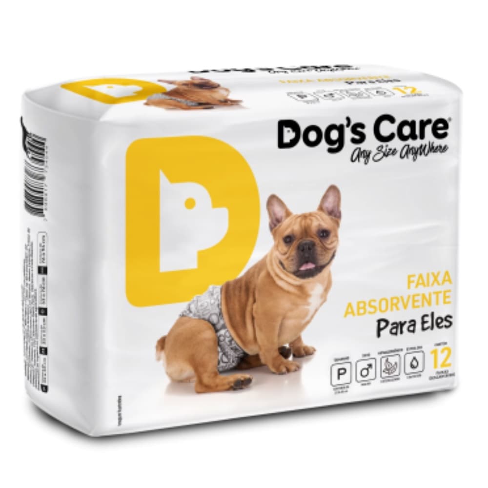 Fralda Descartável Higiênica para Cães Macho Dogs Care P 12 un