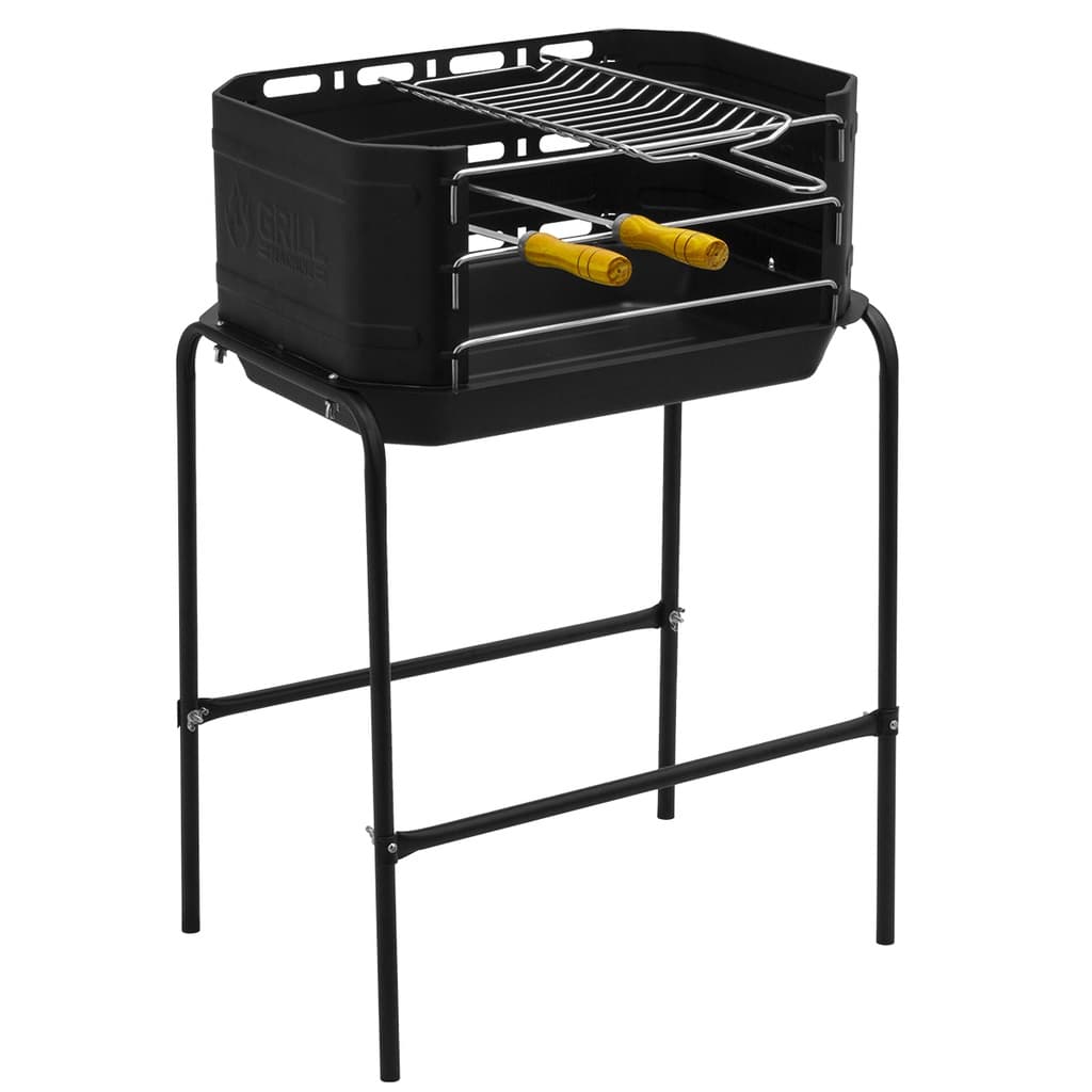 Churrasqueira Móvel Portatil Pratica a Carvão Pro Tork Com Grelha + 2 Espetos Espetinho Praia Reforçada Desmontável