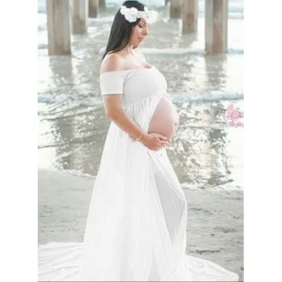Vestido Gestante, Malha E Chiffon, Ensaio + Sainha