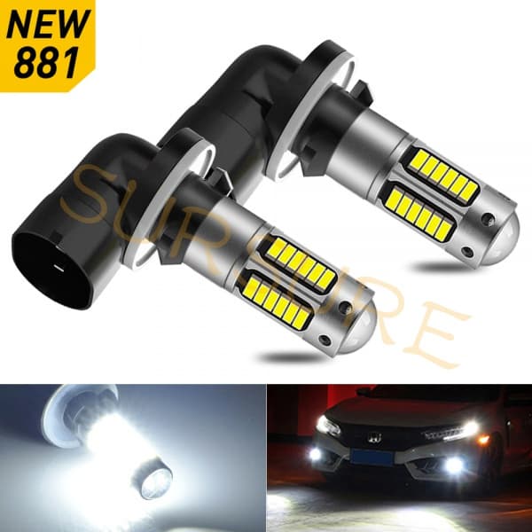 2pcs H27 881 880 Lâmpadas De Teto LED Para Carros Nevoeiro DC12V 1200LM 6000K Lâmpada Branco Automóveis