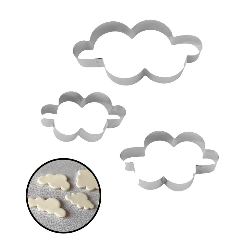 Kit Inox Cortador Formato Nuvem P/ Massas e Biscuits 3 Peças