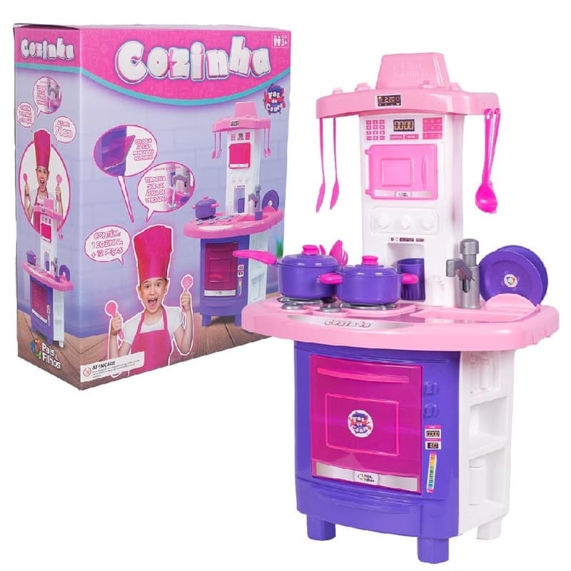 Grande Cozinha Infantil Completa Sai Água Mini Fogão Forno