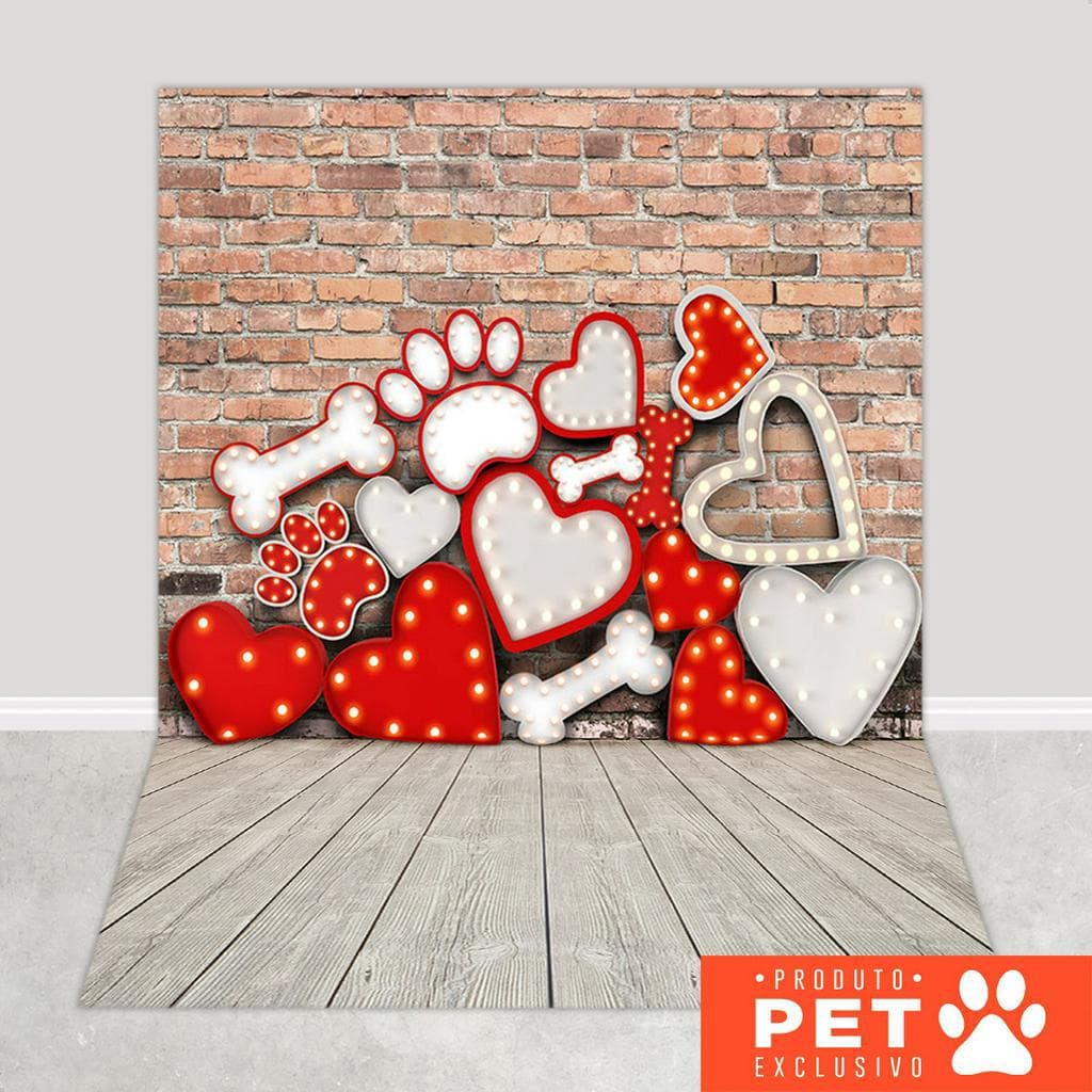 Fundo Fotográfico Dia dos Namorados Pet Corações Em Tecido 1,20x1,70m - PET-54