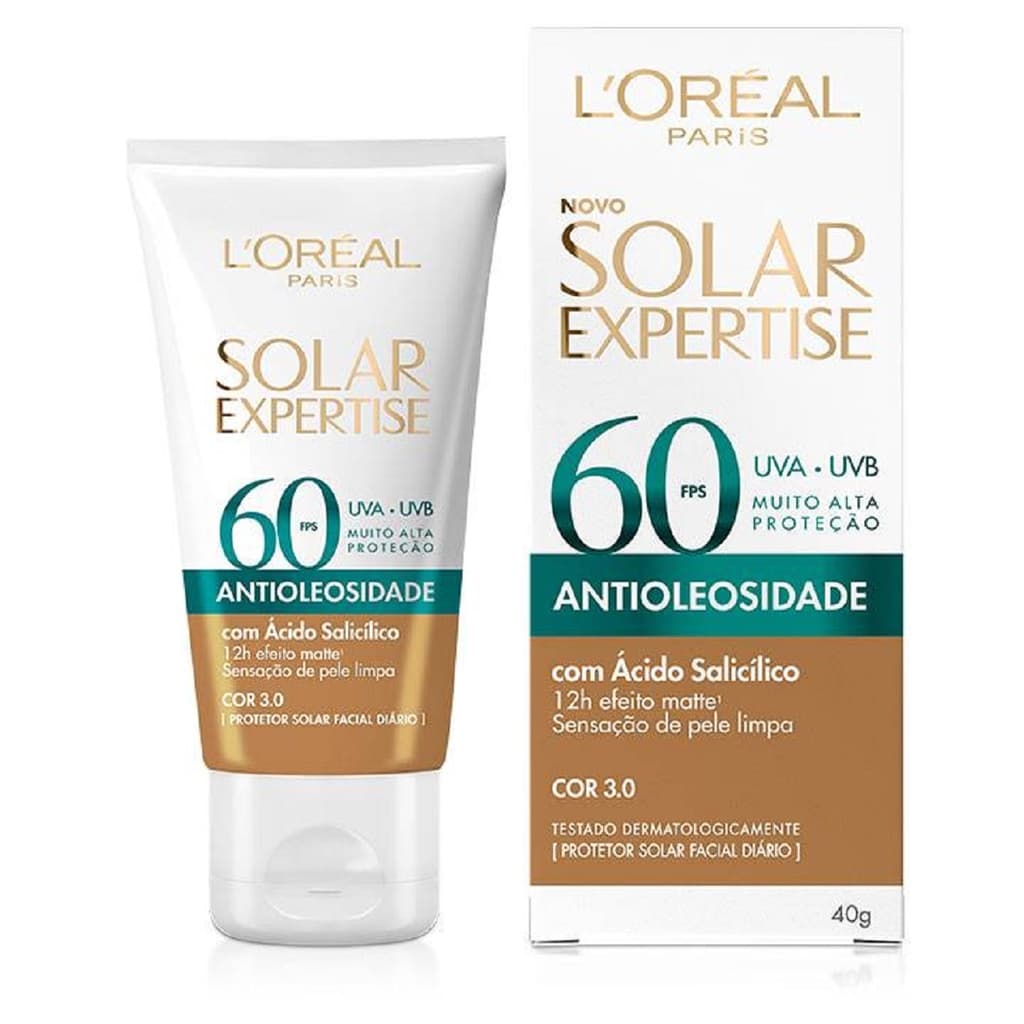 Expertise Protetor solar médio Loreal verdinho 60FPS antioleosidade toque seco verde 40g original original