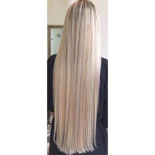 Aplique Tic Tac Bio Orgânico Loiro Liso Mechas 15T 60cm