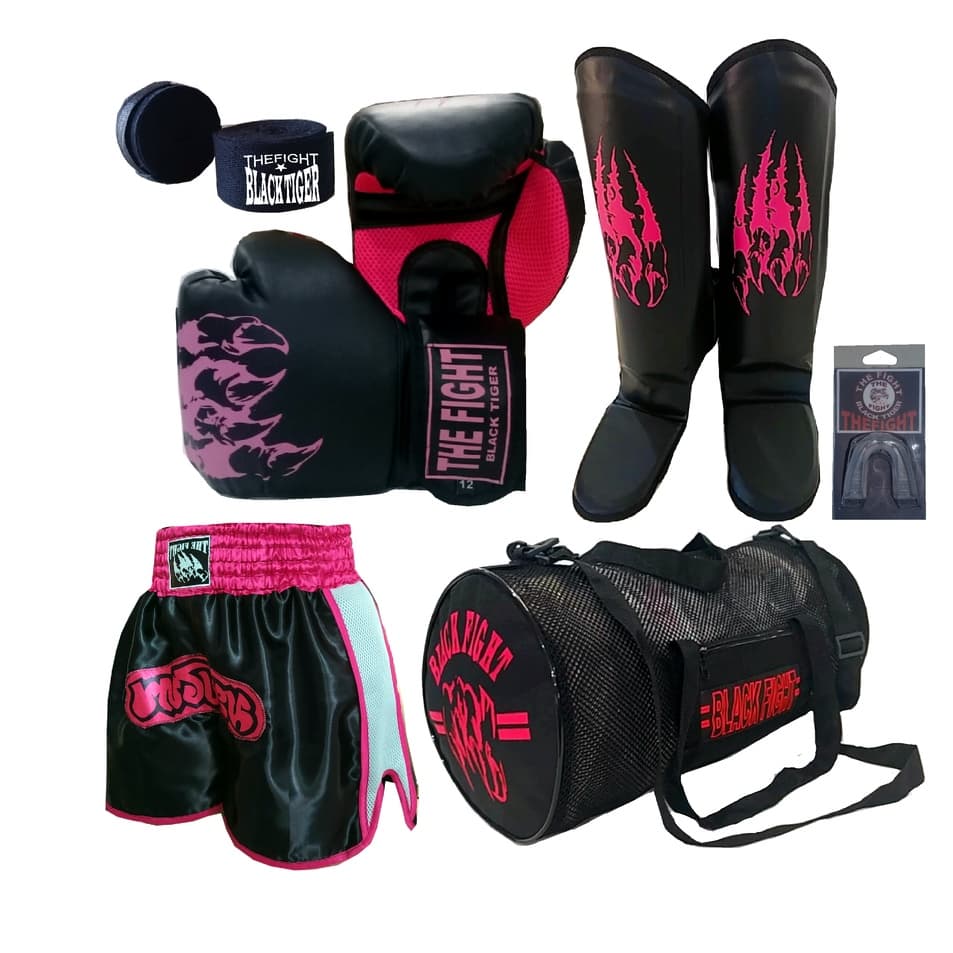 Kit..muaythai,luva,caneleira,bolsa,short,bucal,bandagem.