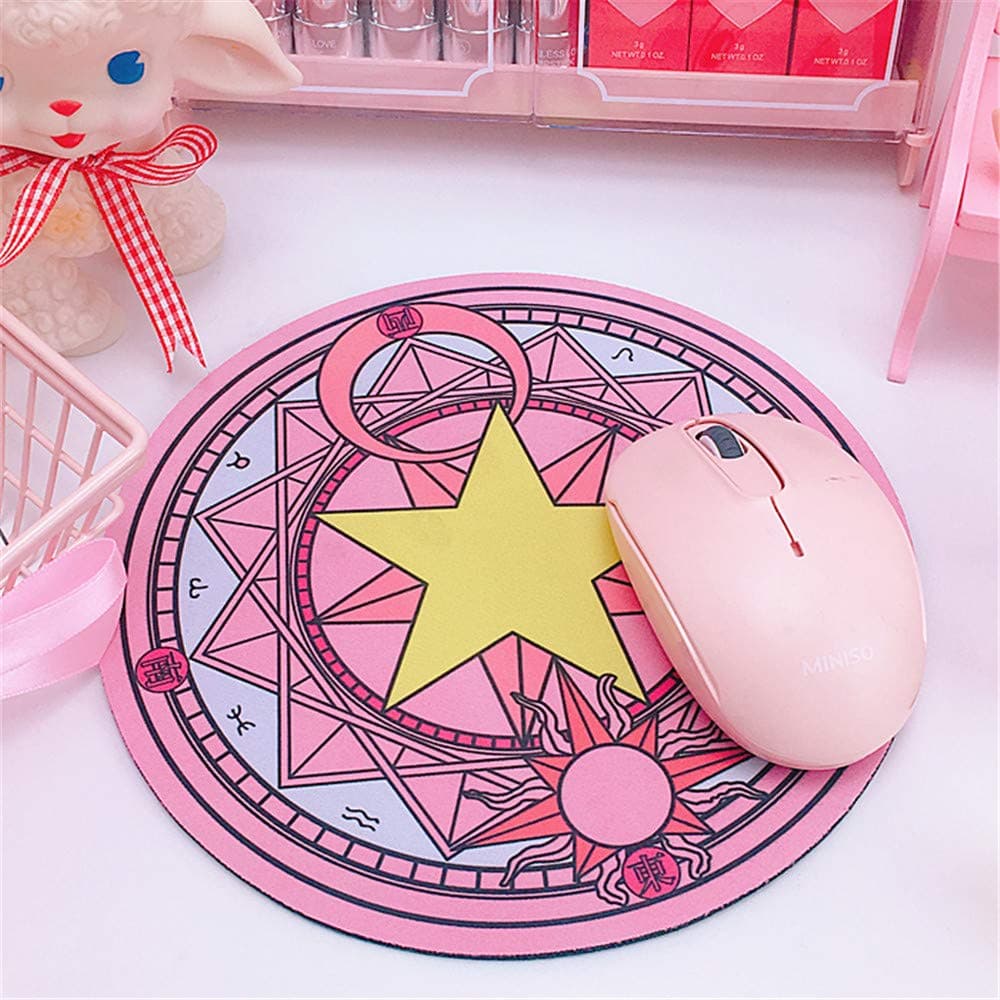 Mouse Pad Redondo Fofo Sakura Cardcaptor Rosa