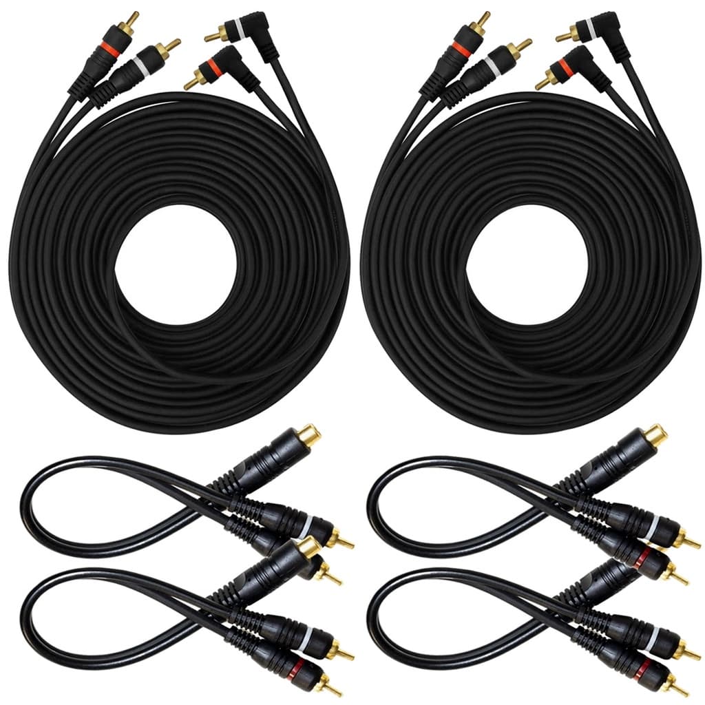 Kit 2 Cabo Rca 5mts e 4 Y 2M/1F P/ Módulo Amplificador