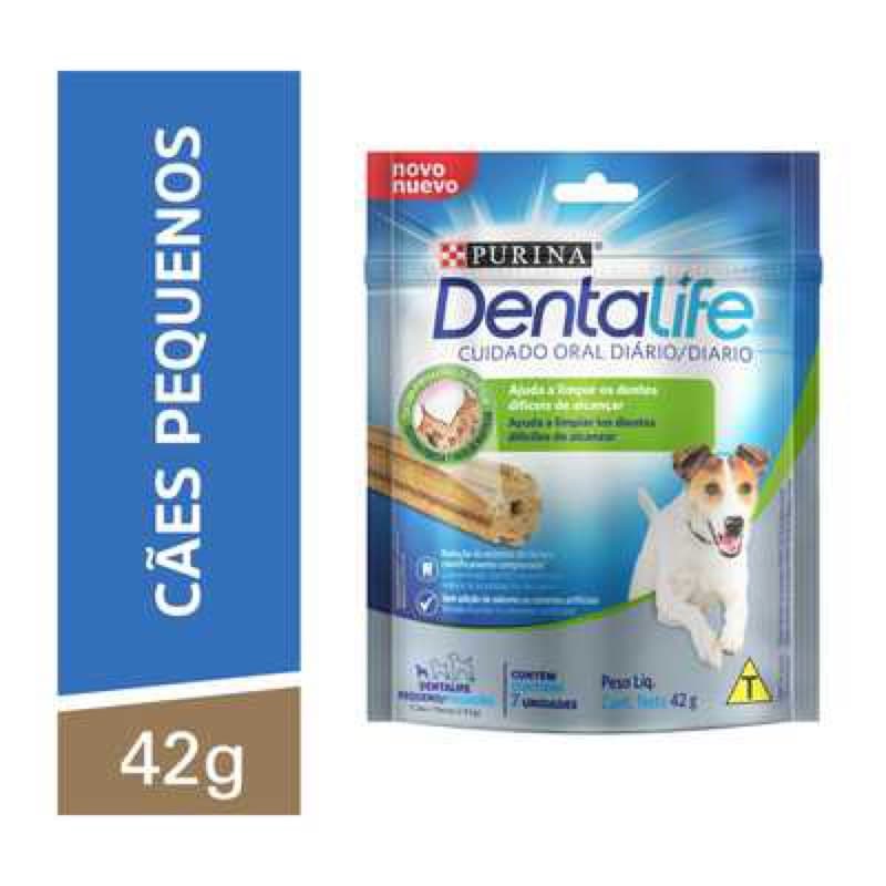 Kit 1 a 5 un. - Petisco DENTALIFE Cães Adultos Pequenos Frango 42g