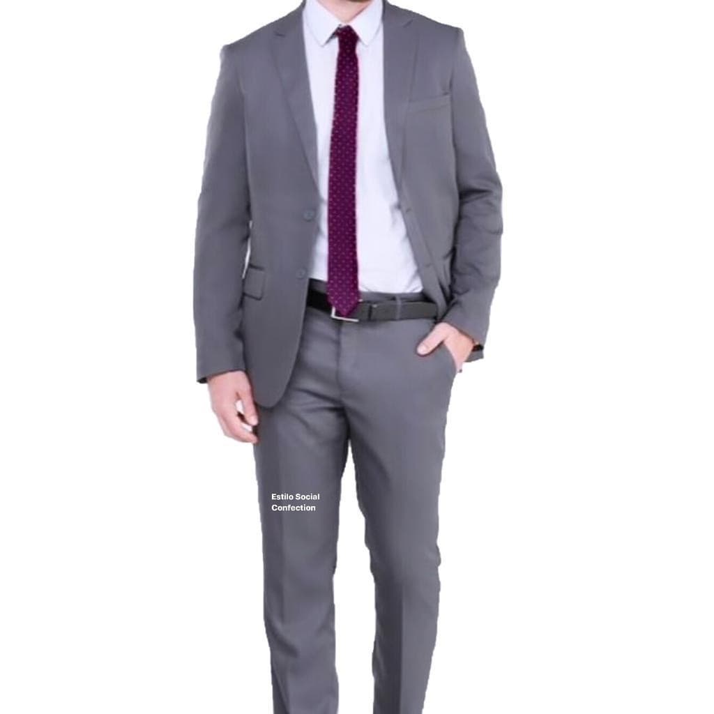 Terno Masculino Cinza Chumbo Slim Super Promoção Paletó + Calça