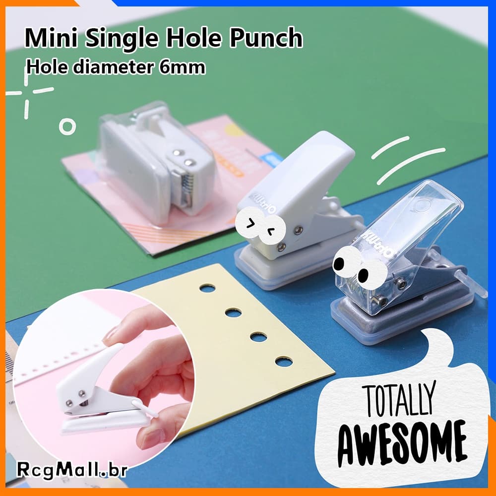 mini Furador De Furo /Perfurador Único Para Fichário, Perfurador Portátil Único Furo Redondo Diâmetro 0,24 "(6Mm) Para Fichário Diy