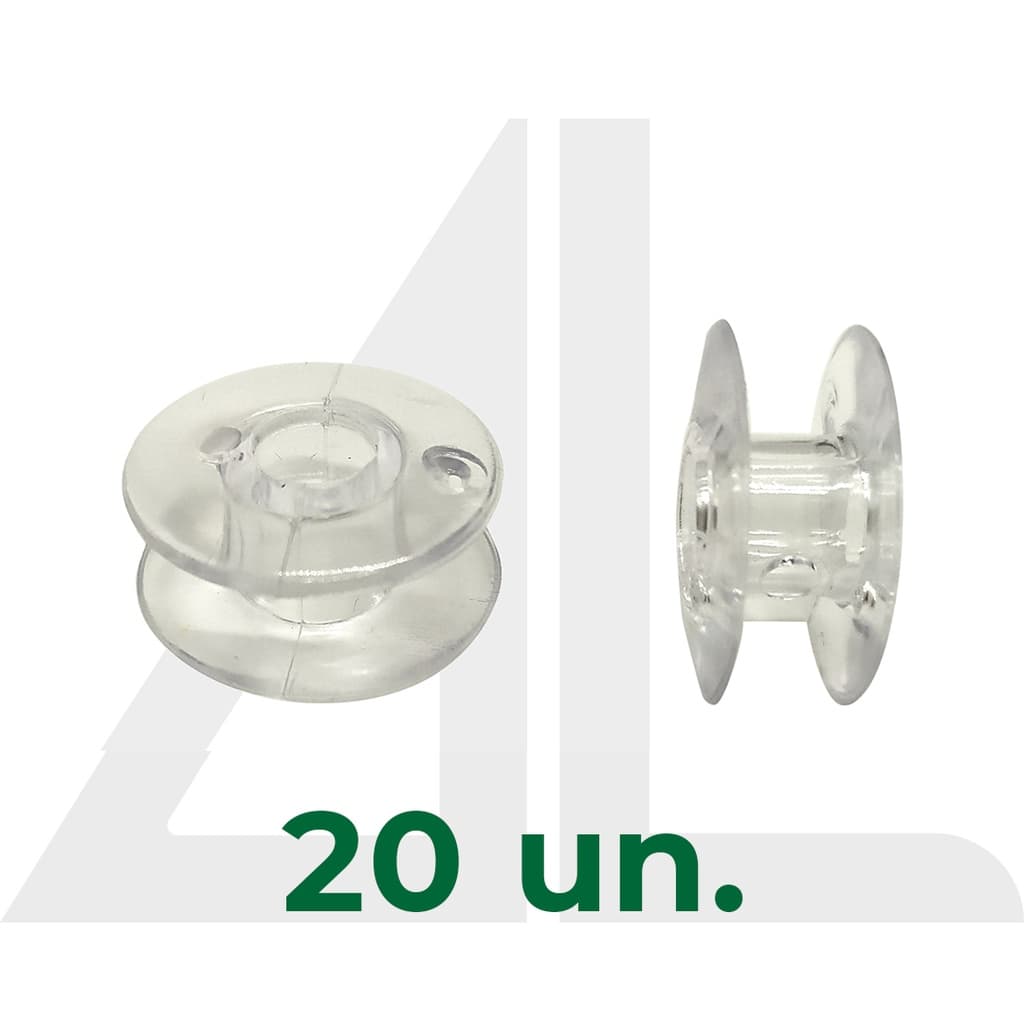 Bobina Plástica Baixa p/ Máquina de Costura Doméstica c/20 un.