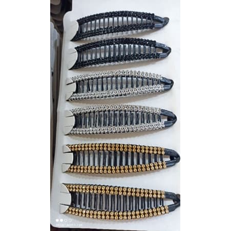 Presilha estilo bananinha com strass 6 unidades