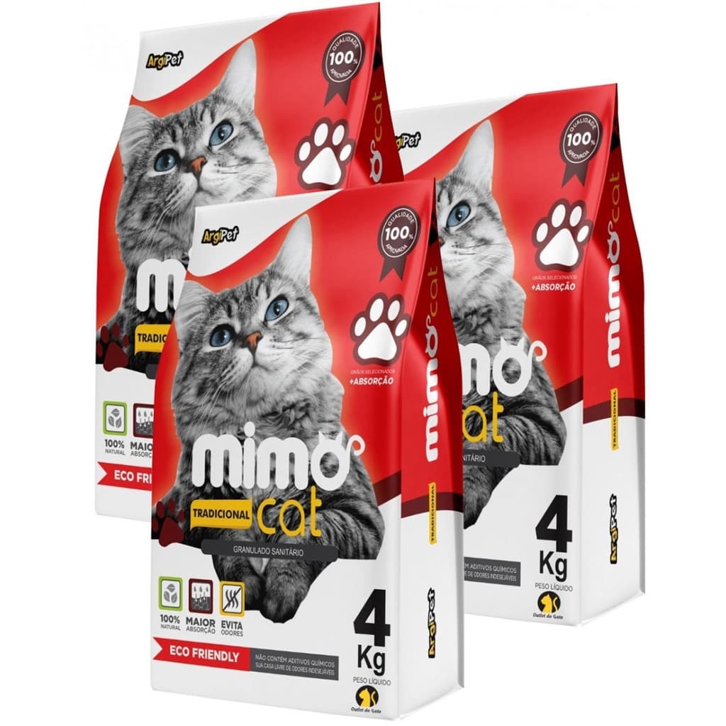 Areia Para Gatos Mimo Cat Granulado Trad Eco Friendly 4kg (2 UNIDADES)