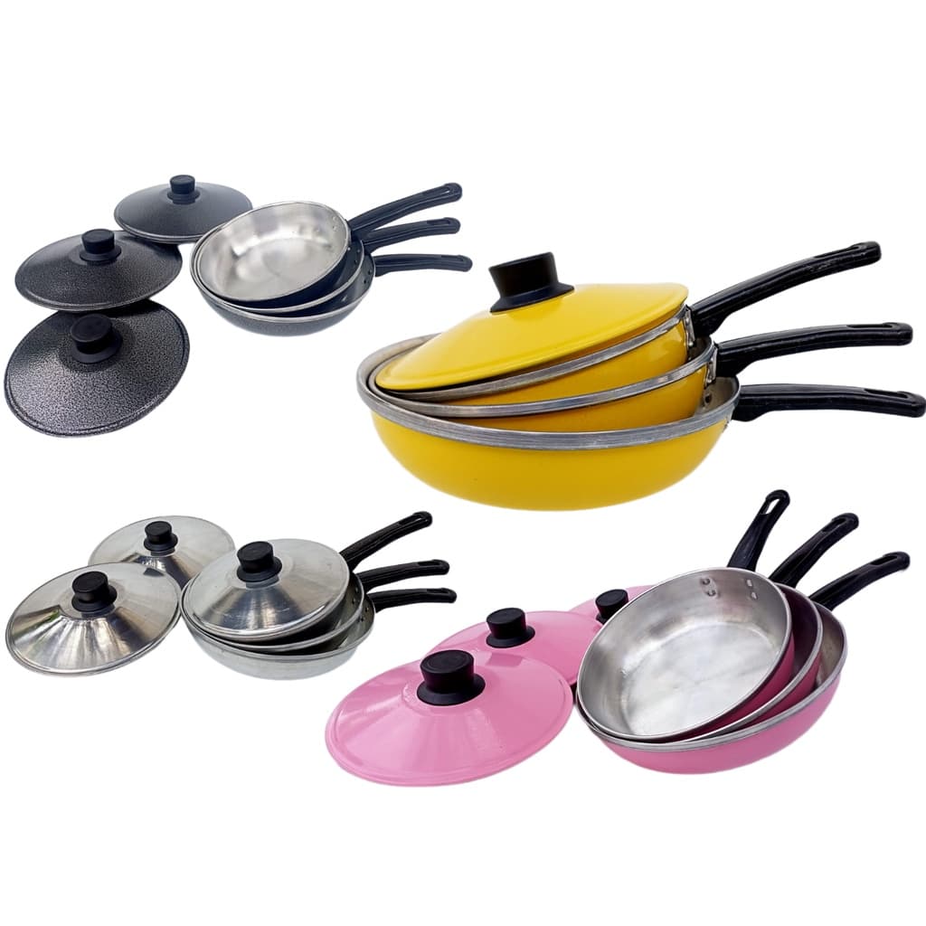 Kit com 3 frigideiras color com tampa de alta qualidade aproveite a promoção no