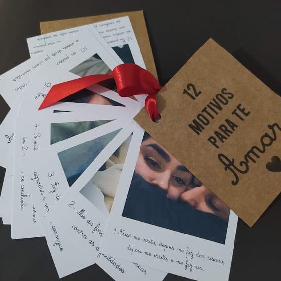 Cartão 12 Motivos para Amar Presente namorado dia dos namorados Casal Mimo Surpresa Amor aniversário um ano de namoro