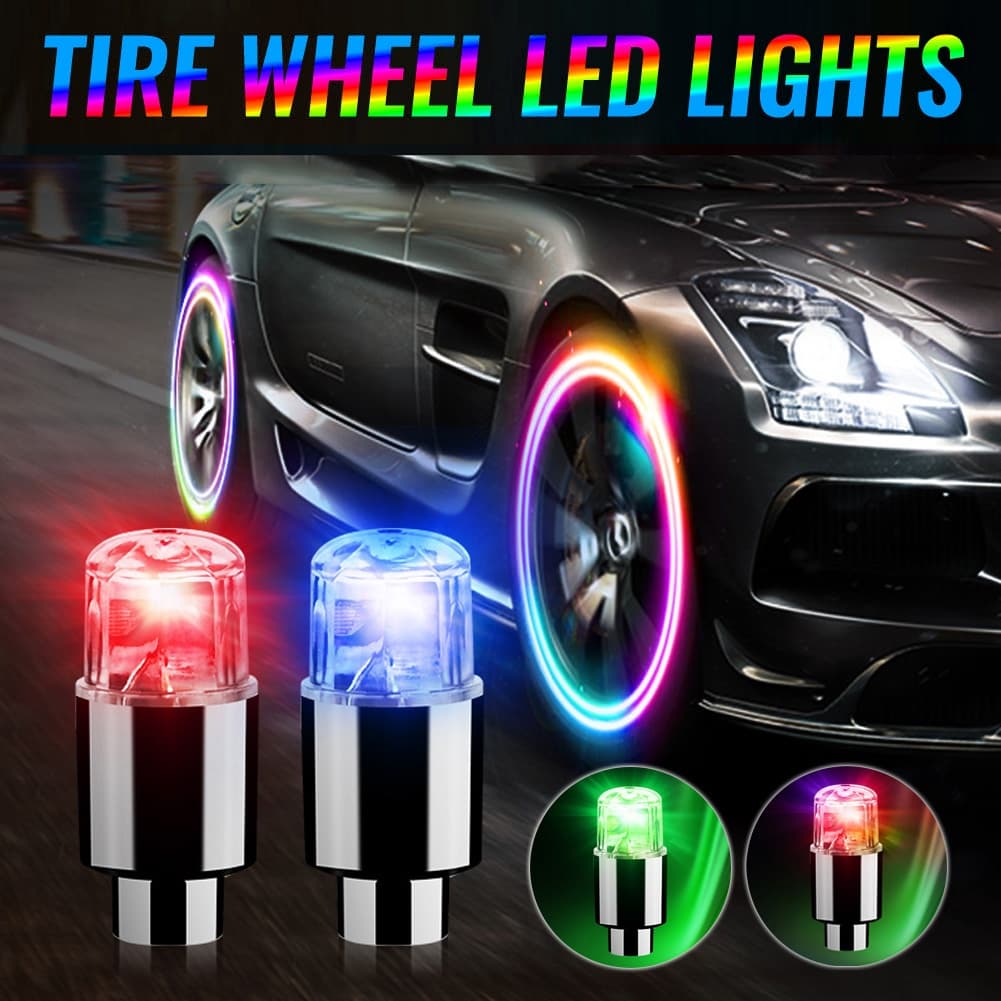 (Pronto Estoque) 2/4 Peças Luz LED Para Roda Do Carro De Motocicleta Pneus Tampa Da Válvula Decorativa Lanterna Luzes Flash Spoke Neon Acessórios Navio Imediatamente