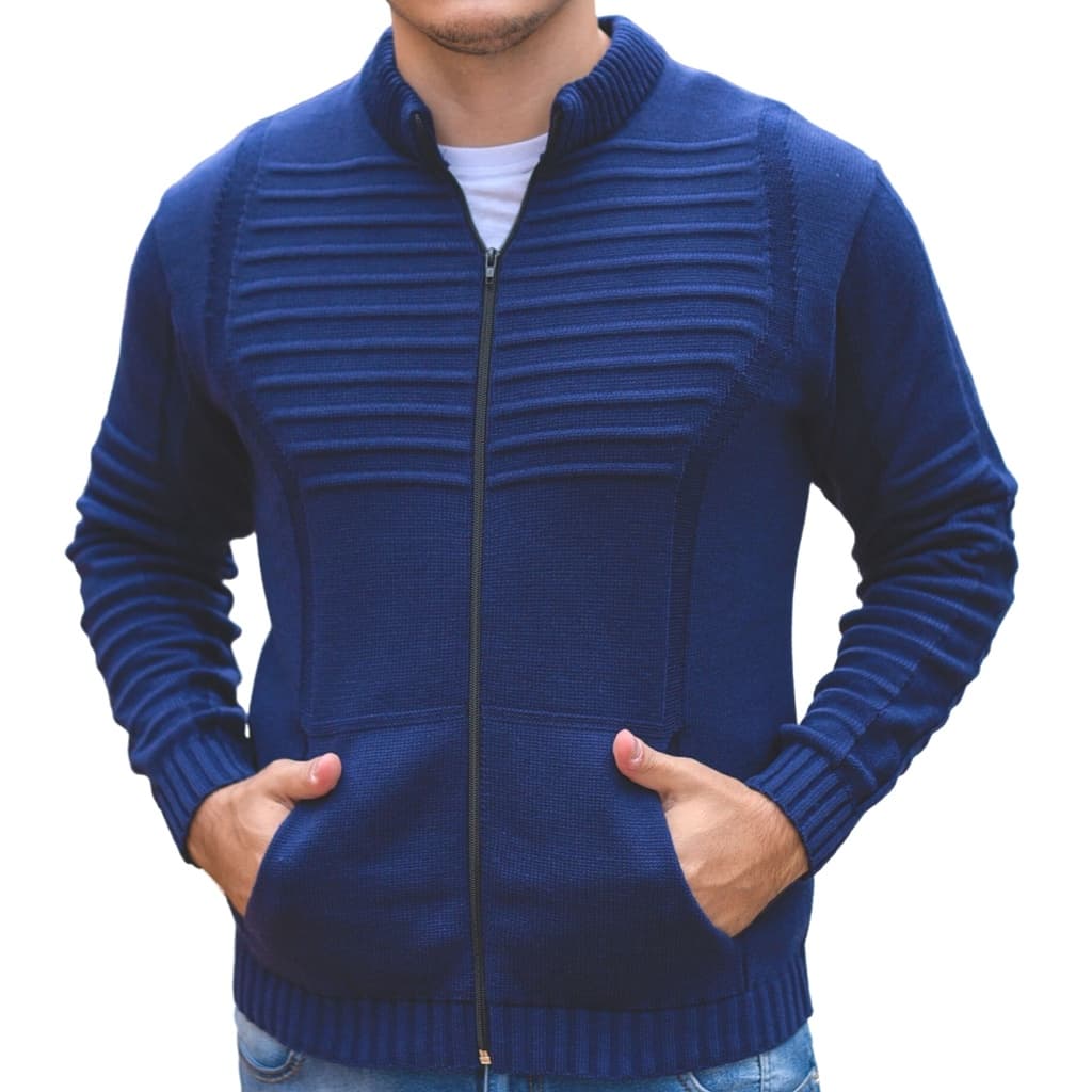 Jaquetas Masculinas Lã Blusa De Frio Com Bolso E Ziper De Inverno