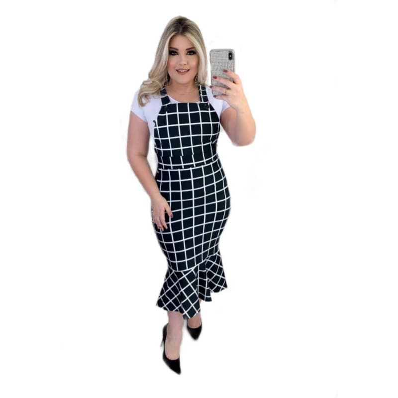 Jardineira Salopete Midi Sereia Moda Evangélica  Gospel Festa Igreja