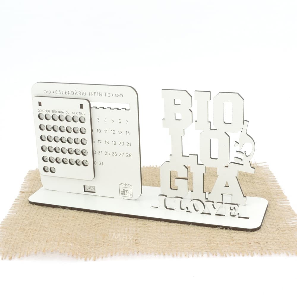 5 Calendário Infinito Personalizado Mdf Branco - Biologia