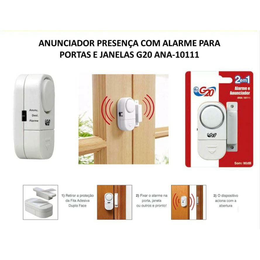 Alarme Anunciador De Presença Portas E Janelas S/ Fio 2 Em 1 ANA-10111 G20