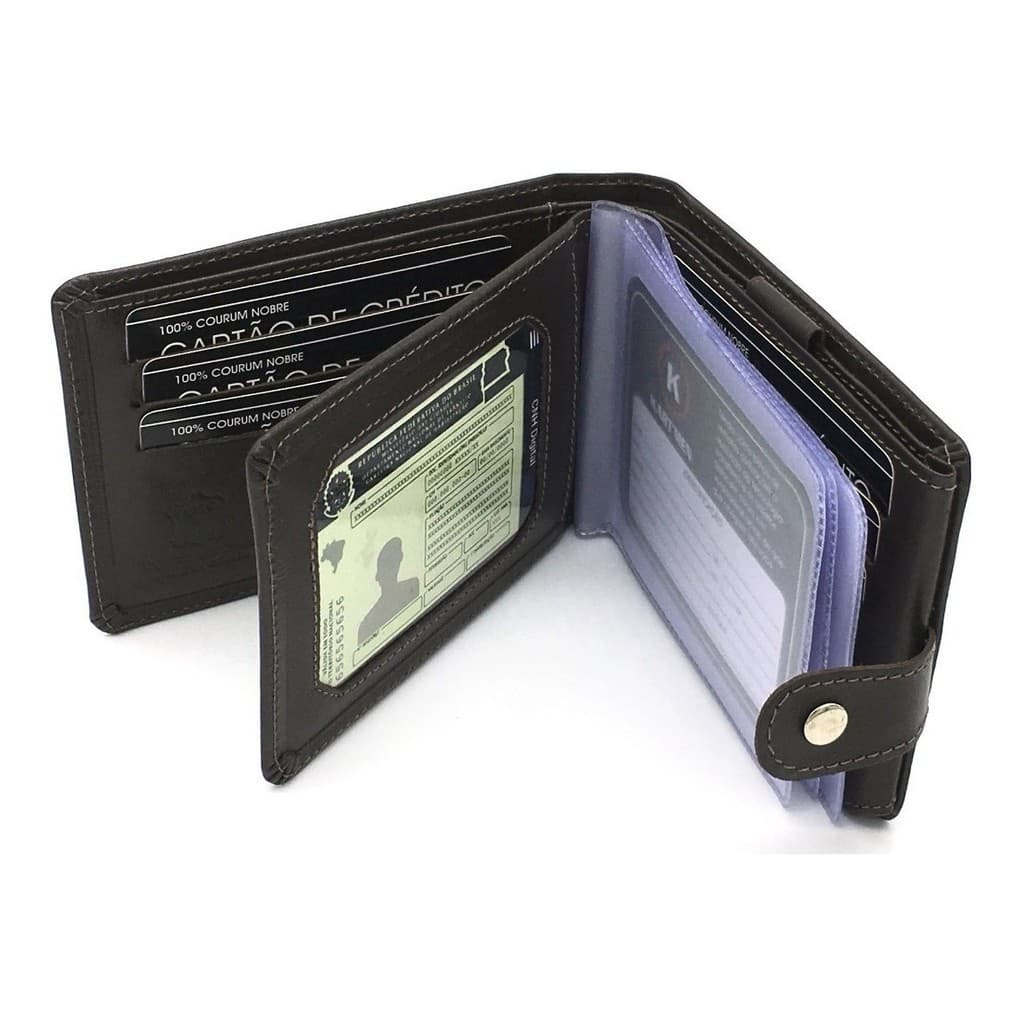 Carteira Masculina Grande Couro Legítimo Na Caixa Presente Cod 560 Marrom ⭐Ganhe um chaveiro⭐