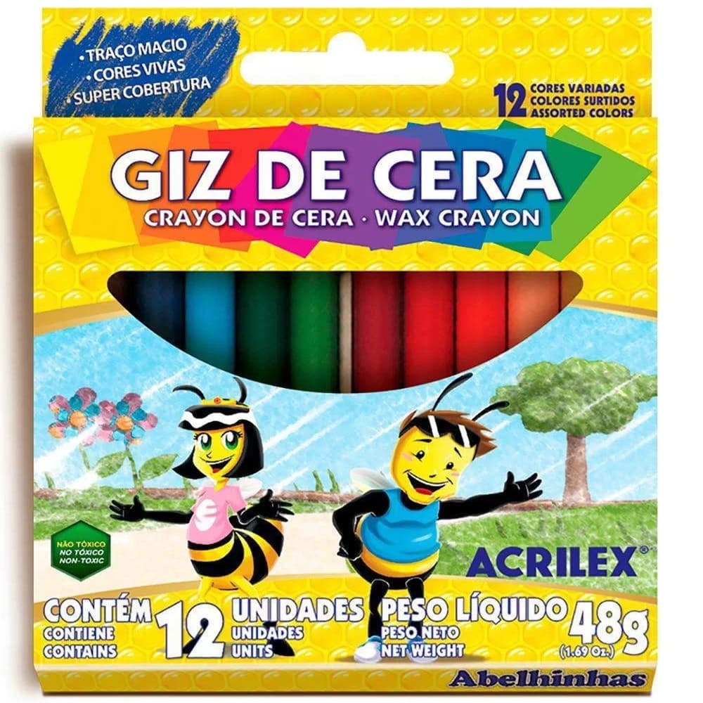 Kit Giz De Cera Acrilex 12 cores 48g