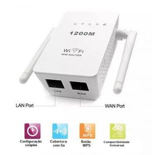 Roteador Repetidor Wirelles 1200mbps 2 Antena Amplificador