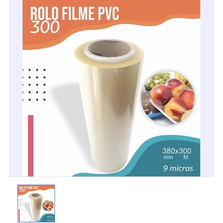 filme pvc largo para embalar alimentos 380 mm x 300 metros para alimento off