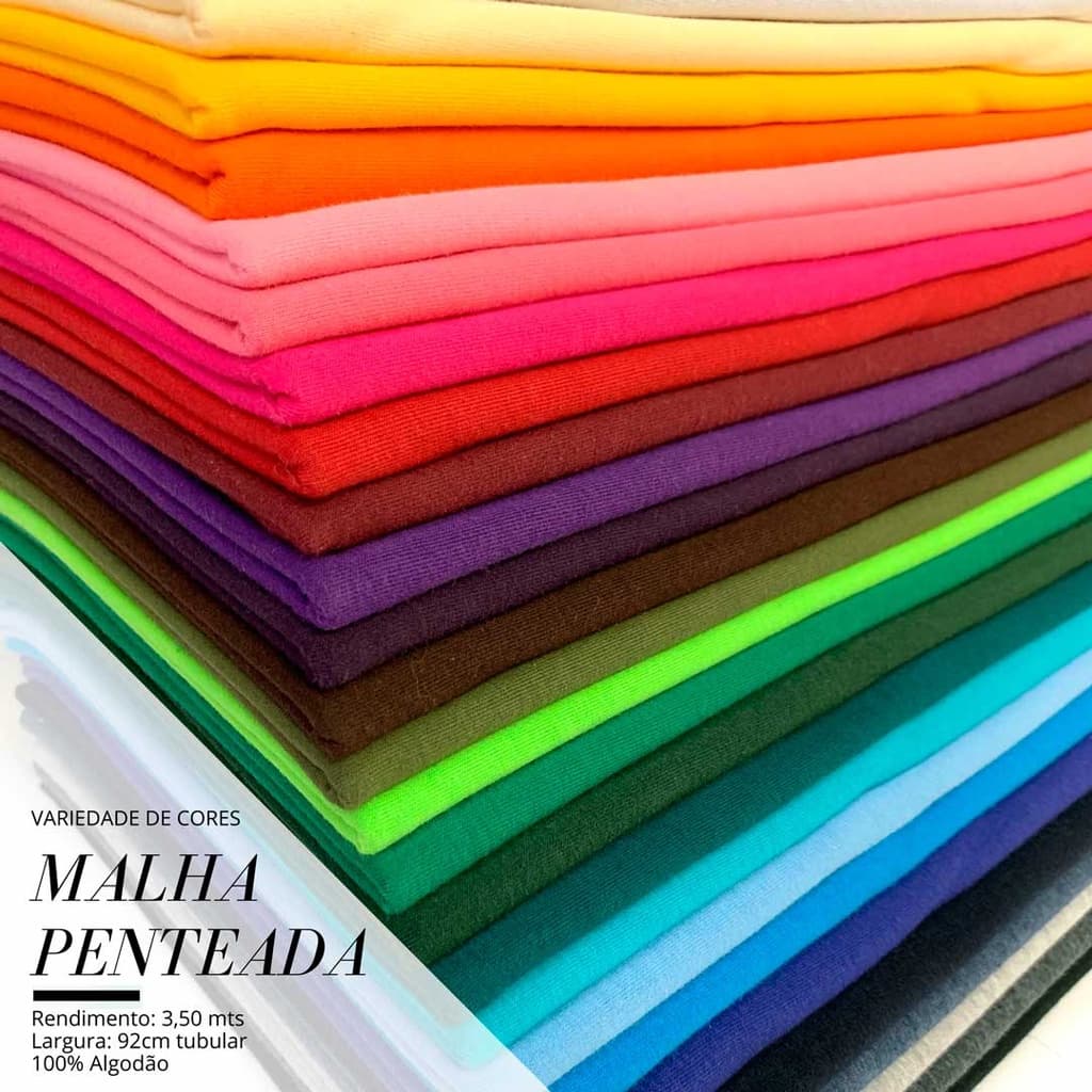 Tecido Meia Malha Penteada 100% algodão 1 Metro - MAIS DE 30 CORES DISPONÍVEIS