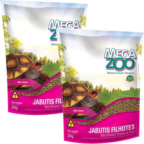 2 Ração Extrusada Super Premium Jabuti Filhote 200g -Megazoo
