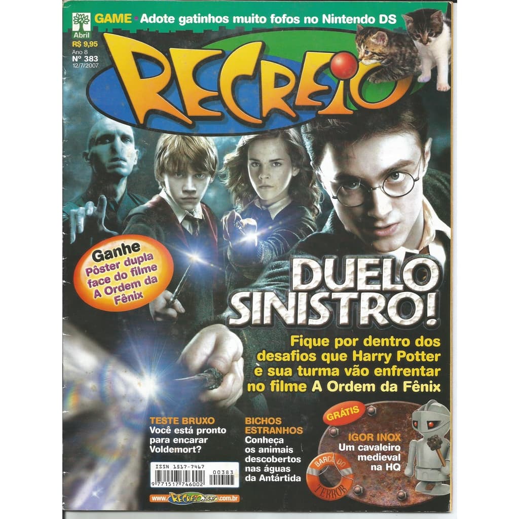 Revista Recreio Harry Potter Duelo Sinistro! Edição n. 383 12/7/2007