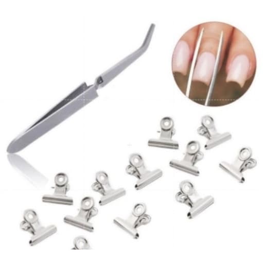 Kit 12 Presilhas + 1 Pinça Unha Especial Para Curvatura C