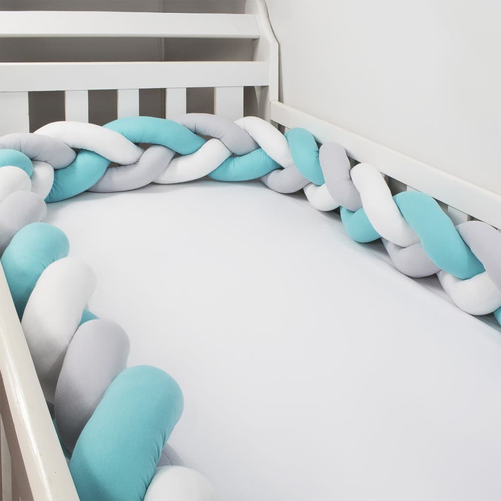 Protetor Trança Tiffany Com Branco E CinzaAvulsa Para Berço 4,00 Mts, Laura Baby