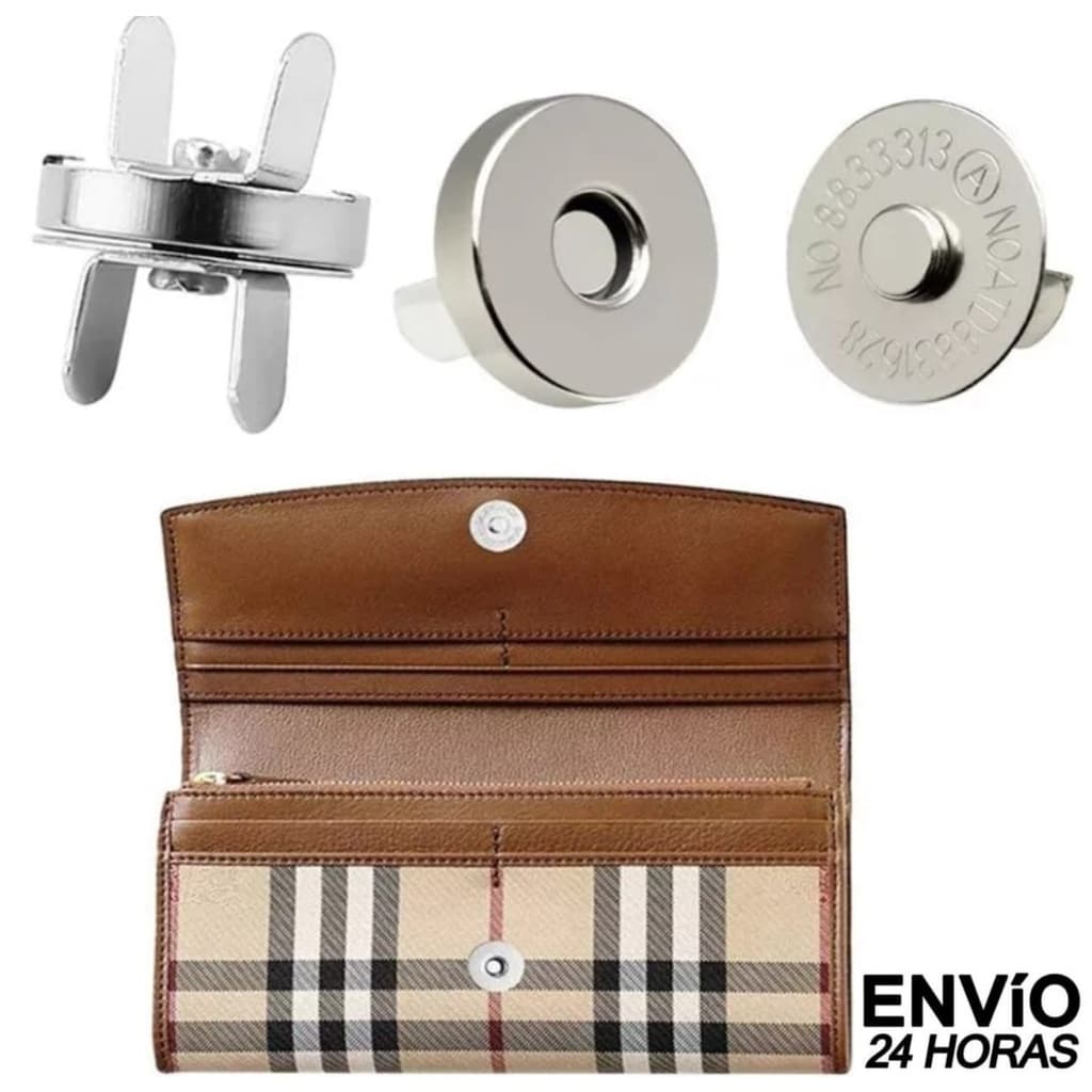 50un Botão Imã Magnético 18mm Niquelado / Dourado Imantado Fecho Bolsa, Carteira