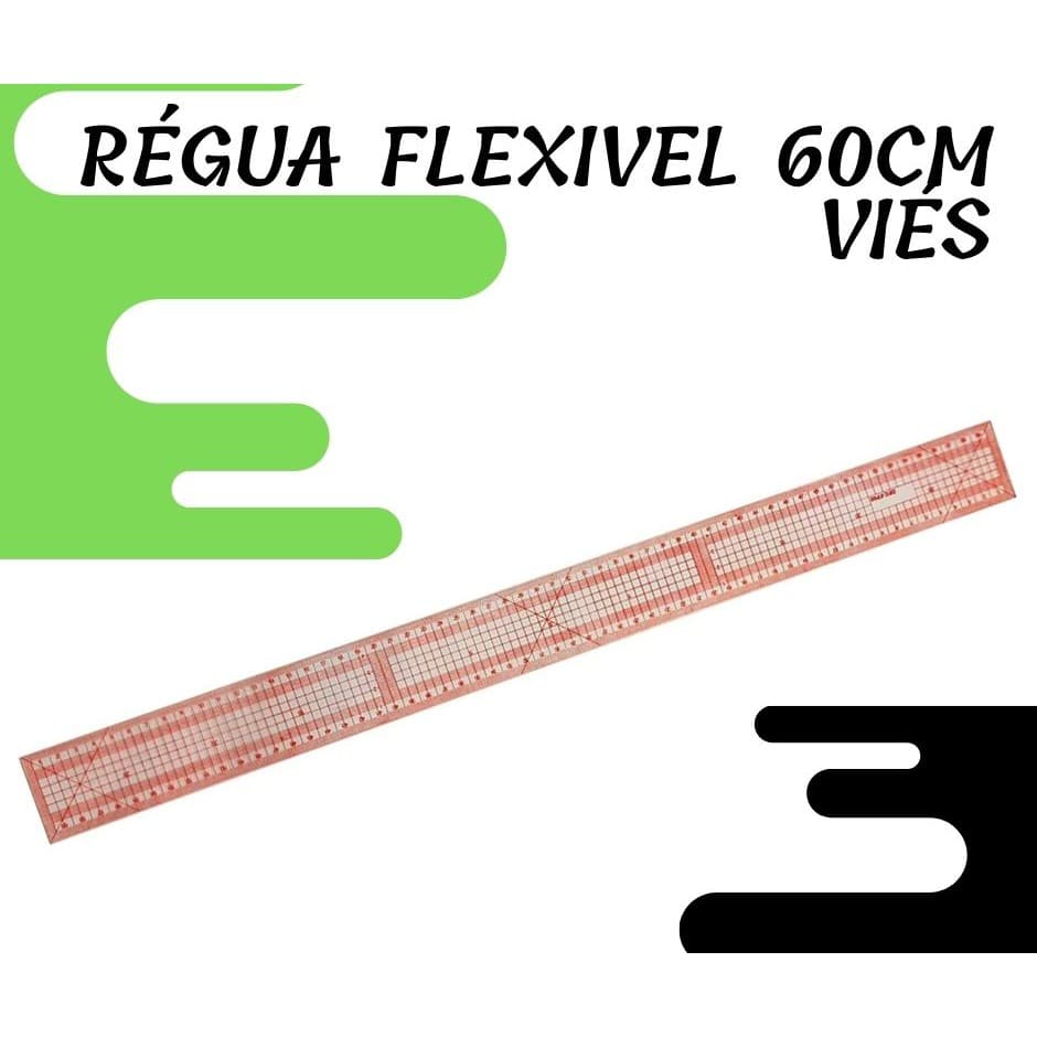 Regua Flexivel 60cm Vermelha Costura Vies Patchwork