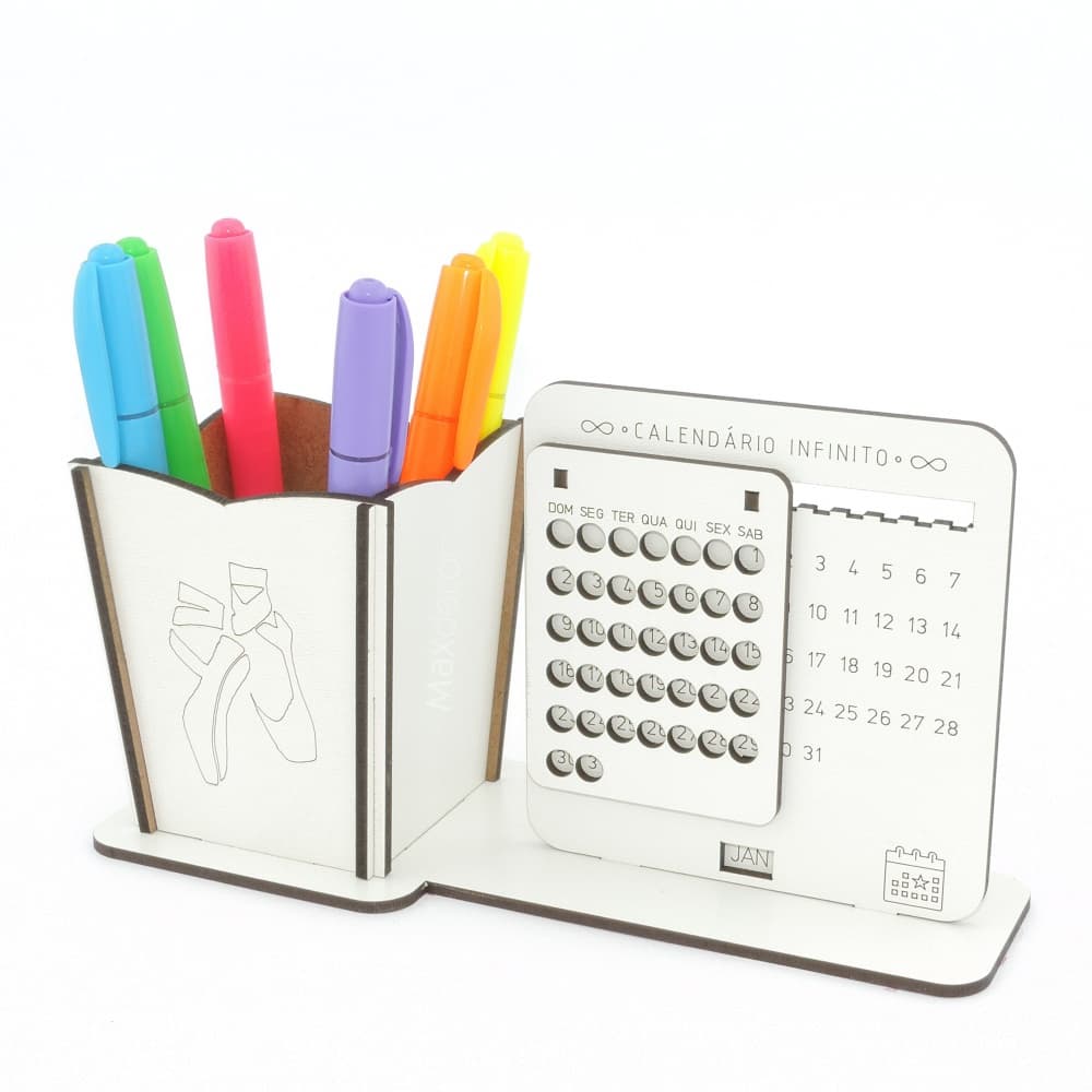 5 Calendário Infinito e Porta Lápis Personalizado Mdf - Dança