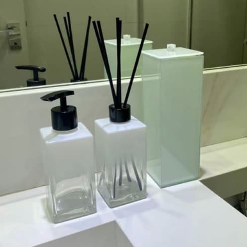 Kit Lavabo Aromatizador e Porta Sabonete Líquido + Porta Escova de Dente com Tampa Luxo