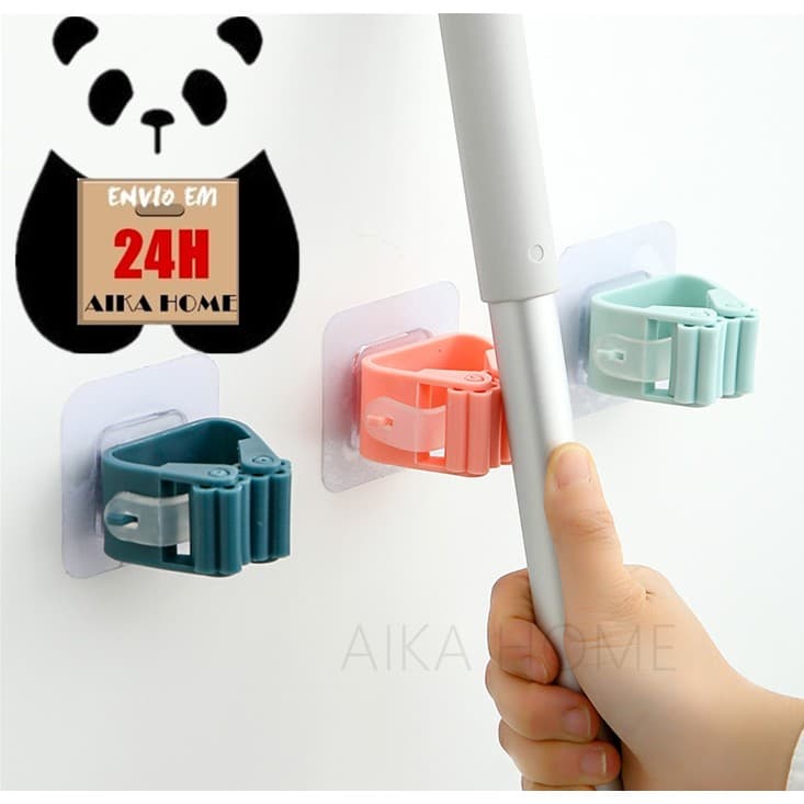 10 Pcs Suporte Organizador De Vassouras E Rodos Mop Não Precisar Furar A Parede