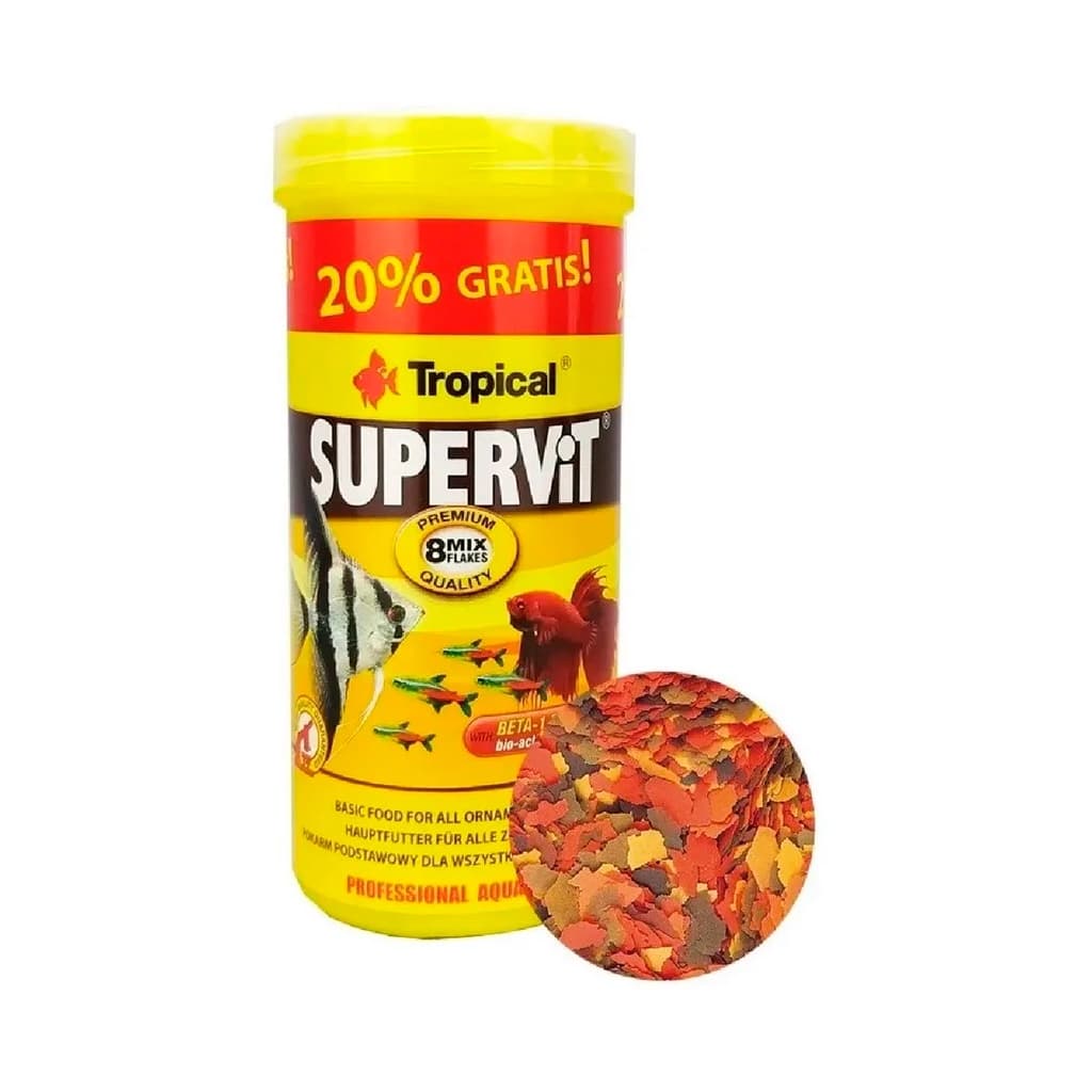 Ração Tropical para Peixes Supervit Flakes 120g Vegetais e Alta Proteína