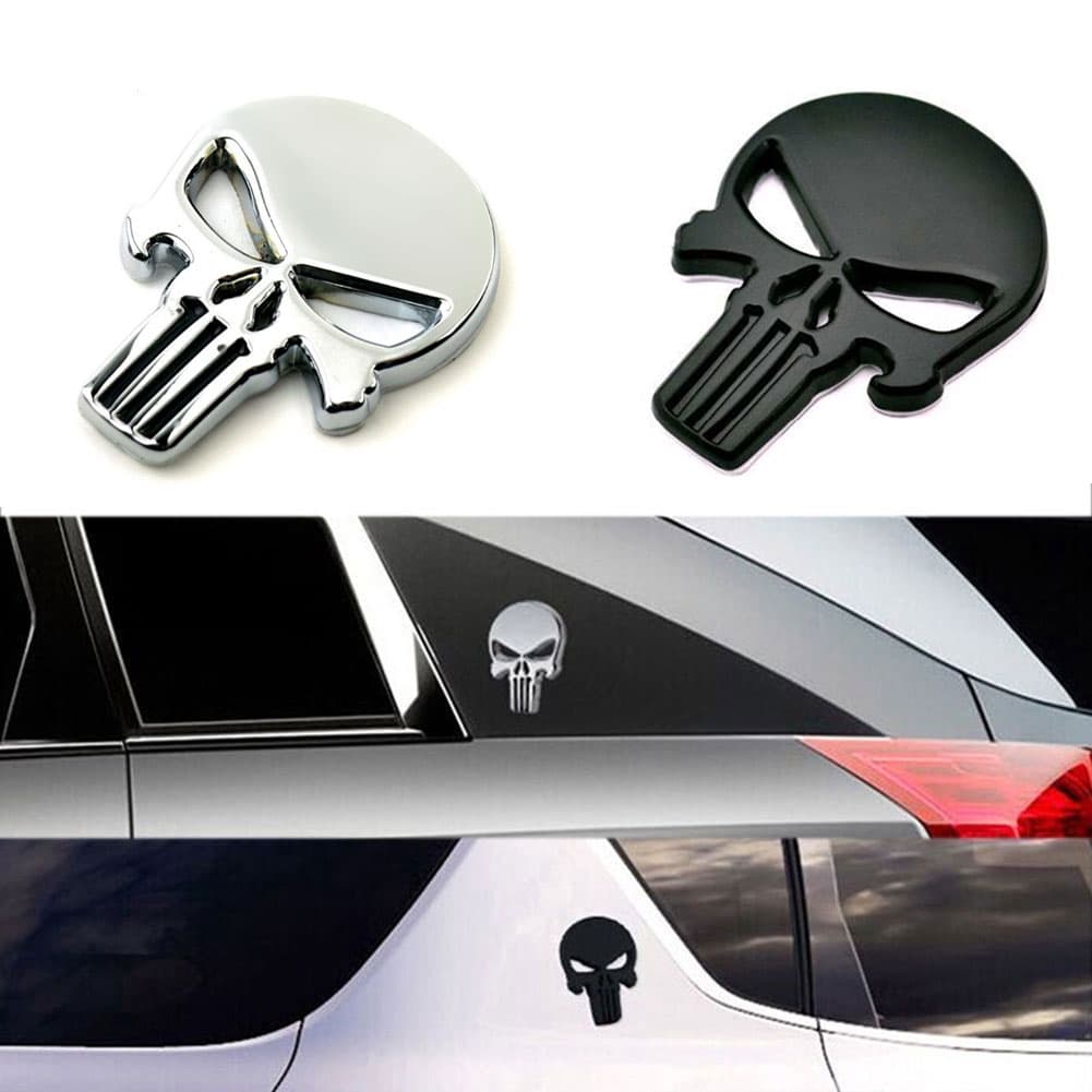 Novo Emblema De Metal 3D Decalque Adesivo Punisher Skull Car Motocicleta Impermeável
